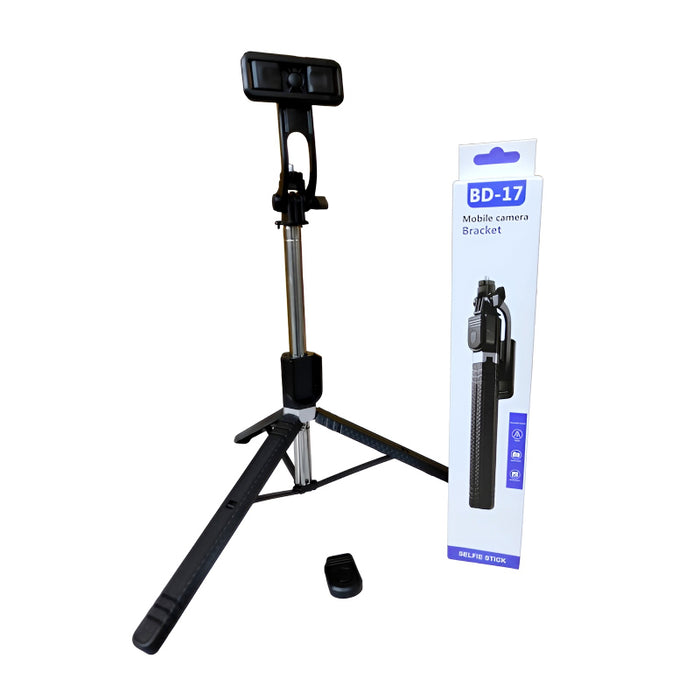 BD-17 1700mm Wireless Selfie Stick & Tripod Stand with Bluetooth Remote – Foldable, Extendable Monopod for Smartphones